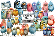 Funny Grumpy Birds Cliparts, an Animal Illustration by Mash Mash Stickers (Thumbnail 1 of 9)