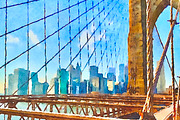 NYC Skyline from the Brooklyn Bridge, an Architecture Photo by Wild Wanderer Photography (Thumbnail 1 of 2)