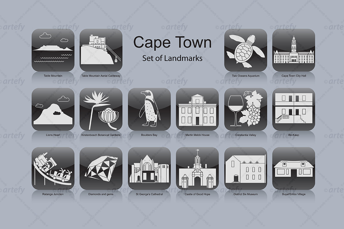 Cape Town landmark icons (16x), an Icon by Artefy's Graphic Bar (Photo 1 of 2)
