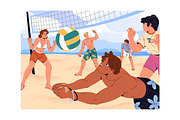 Volleyball players, sports game set, a Sport Illustration by PaperTrident (Thumbnail 4 of 7)