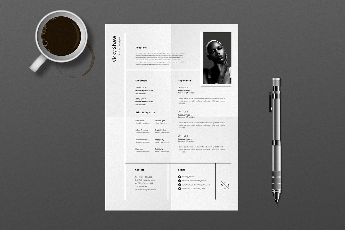 Vicky Resume Template, a Resume Template by Nina Shaw (Photo 1 of 10)