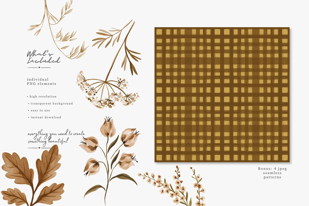 autumn botanical clipart collection, a Decorative Illustration by Patishop Art (Photo 2 of 9)
