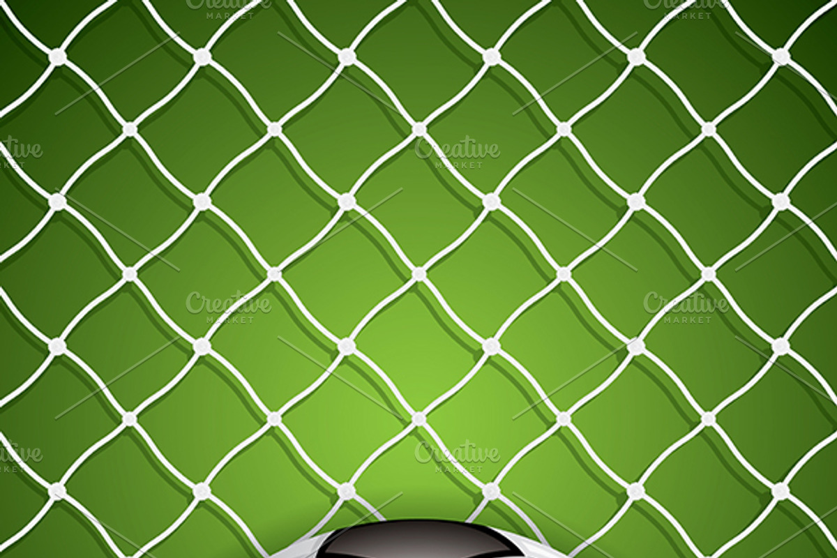 Soccer ball in net, an Illustration by gigello