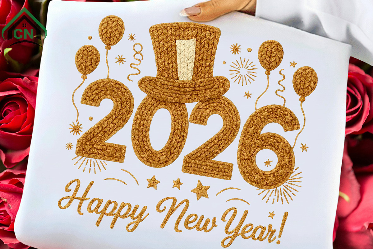 Faux Yarn Happy New Year 2026 PNG, an Illustration by Craft Nest (Photo 1 of 7)