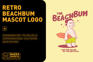 Retro Beachbum Mascot Logo