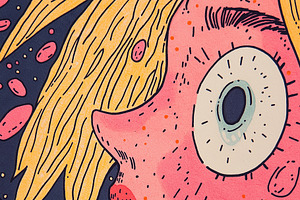 Scared young woman face close-up, a Person Illustration by Sybillla