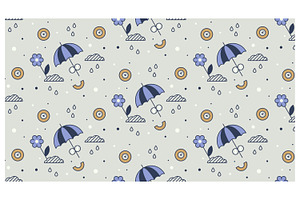 Cute umbrella, flower, and rain, a Decorative Illustration by Creative Backgrounds