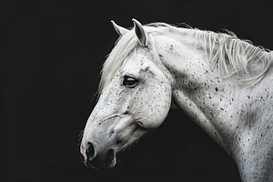 Beautiful white horse on black background, an Animal Photo by AlyaAnd