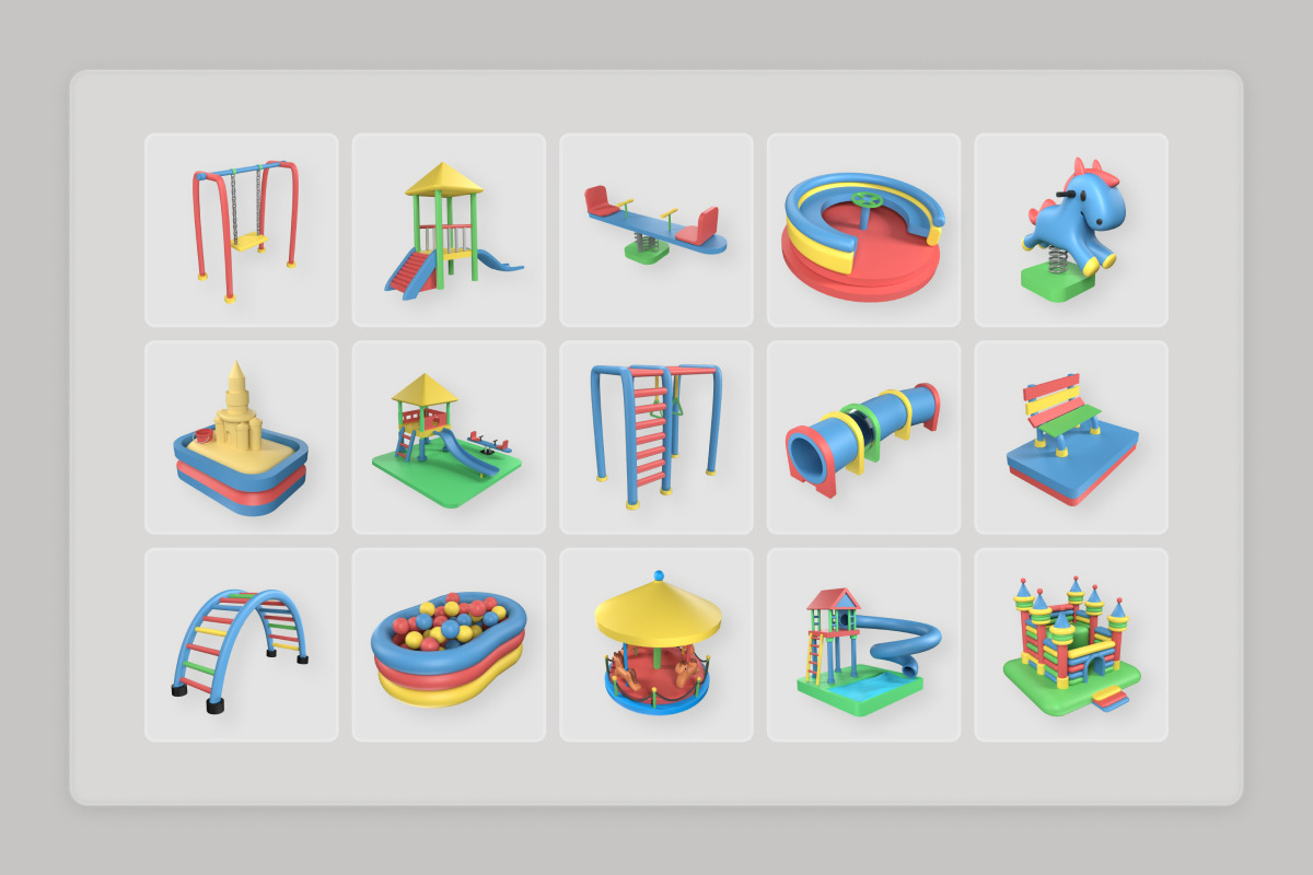 Kids Playground 3D Icon Set, a Work Illustration by twinstd (Photo 6 of 6)