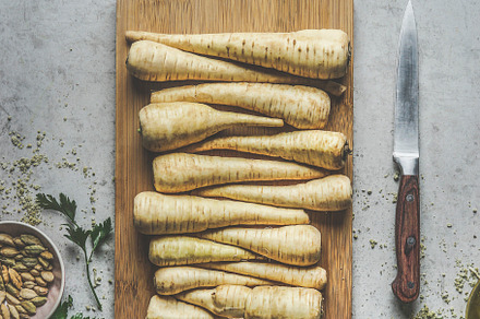 Raw parsnip root vegetables, a Food & Drink Photo by VICUSCHKA
