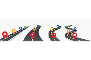 Winding 3d road with pins. Business, an Illustration by Frogella