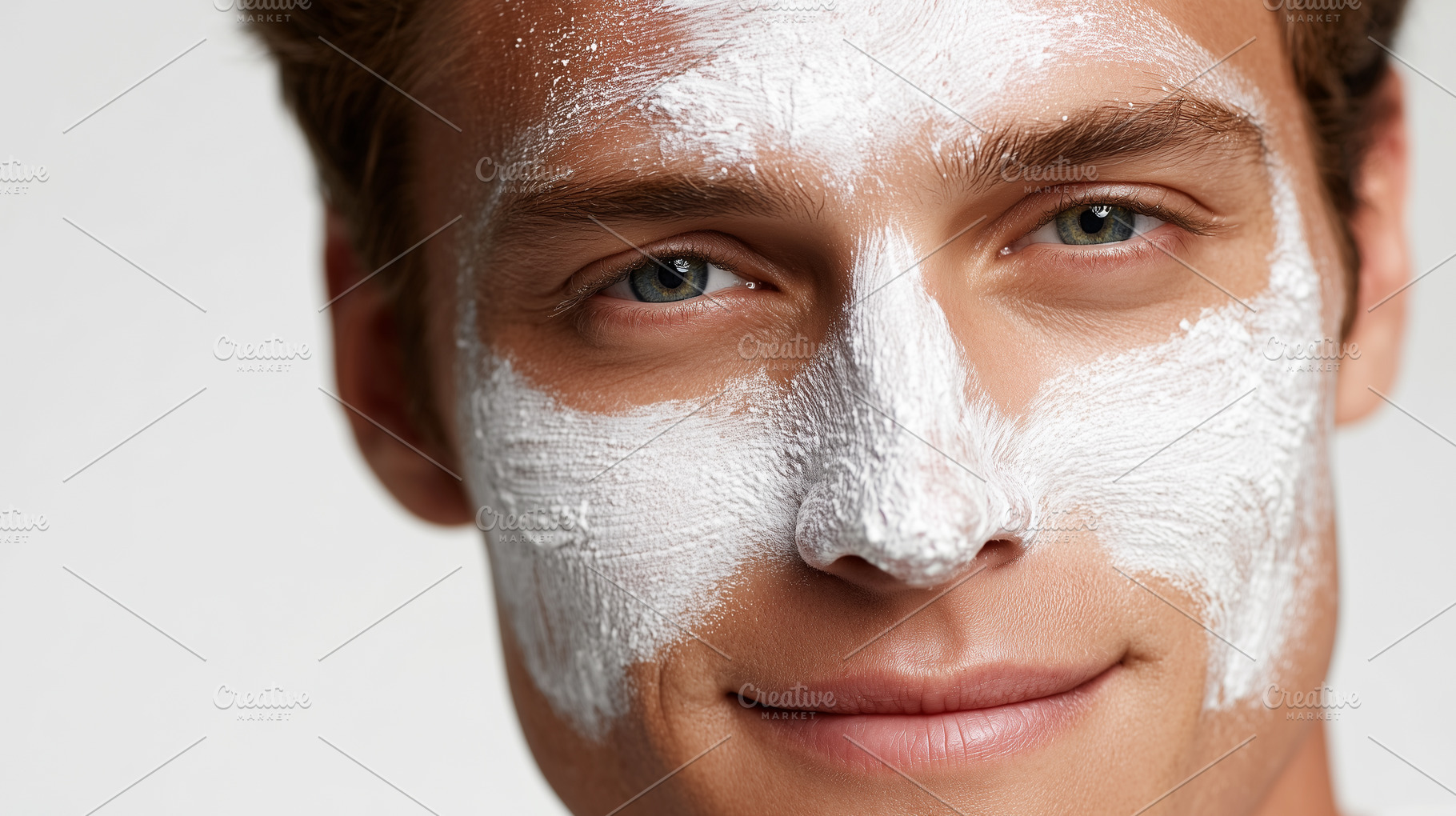 Young man with a white facial mask, a Beauty & Fashion Photo by MistyDay