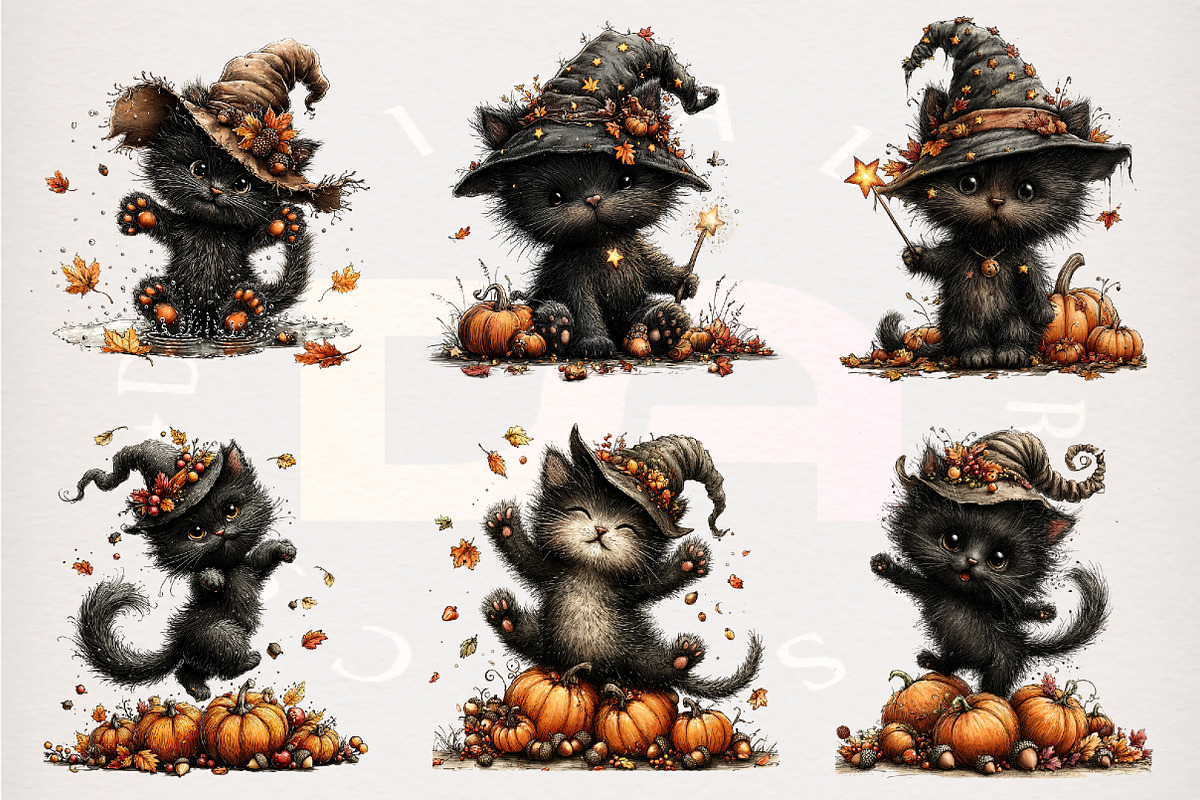 Whimsical Black Cat Halloween PNG, a Transportation Illustration by Digital Artistic99 (Photo 3 of 7)