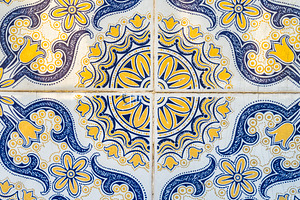Portuguese tiles containing artistic, traditional, and old