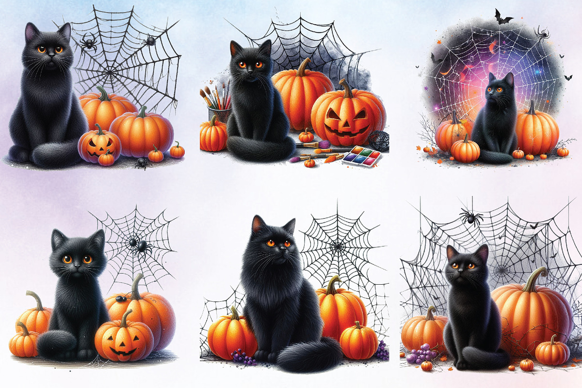 Halloween Black Cat Sublimation, a Seasonal Illustration by Craft Nest (Photo 2 of 4)