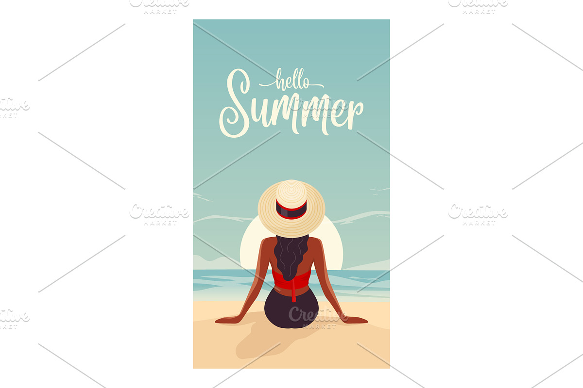 Girl Watching Sunset by the Sea., a Person Illustration by Gomolach (Photo 5 of 5)