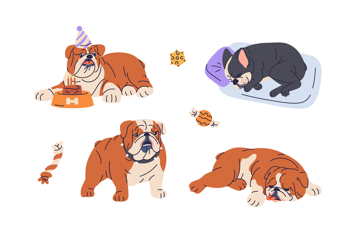 English & French bulldogs, dogs set, an Animal Illustration by Good Studio (Photo 3 of 7)