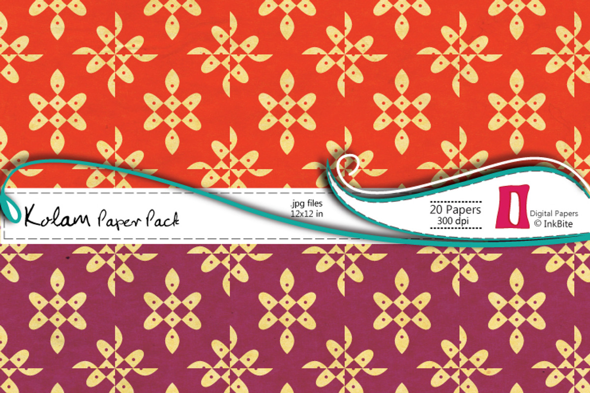 Indian Kolam Digital Papers preview 2