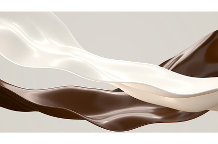 Chocolate and milk splashes, liquid, a Food & Drink 3D Model by Marozhkastudio