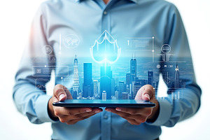 Smart city technology concept man, a Business Photo by Artonix