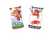 Cute children sleeping in bed set, a Person Illustration by PaperTrident (Thumbnail 6 of 6)
