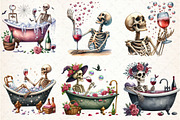 Skeleton Drinking Wine Clipart PNG, an Illustration by Libby Wishes (Thumbnail 4 of 5)