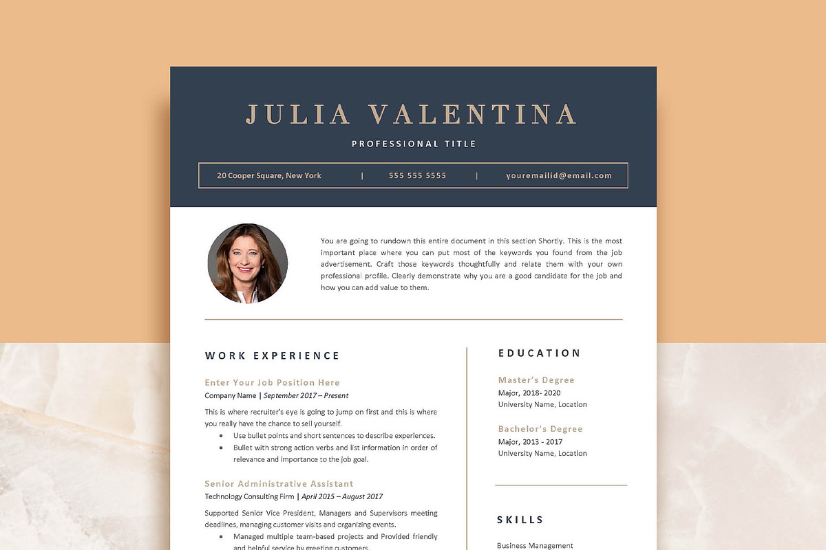 Clean Professional Resume Template, a Resume Template by VictoriousVita (Photo 1 of 8)