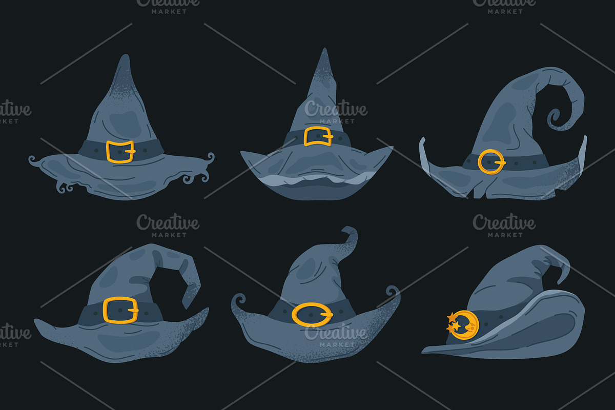 Witches Halloween hats, a Seasonal Illustration by Torontotokio (Photo 3 of 5)
