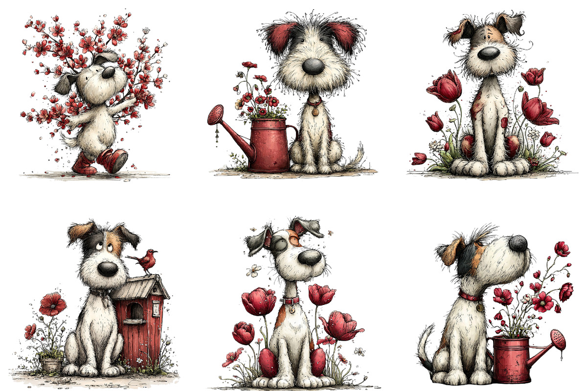 Whimsical Dog Spring Clipart, an Illustration by CraftArtStudio (Photo 4 of 6)