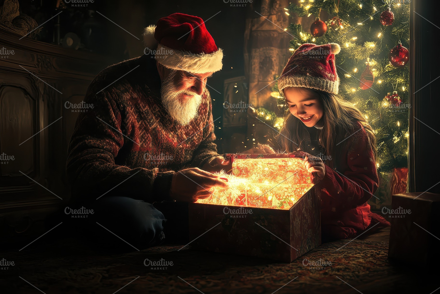 Couple joyfully opening a Christmas, a Photo by Iftikhar Alam