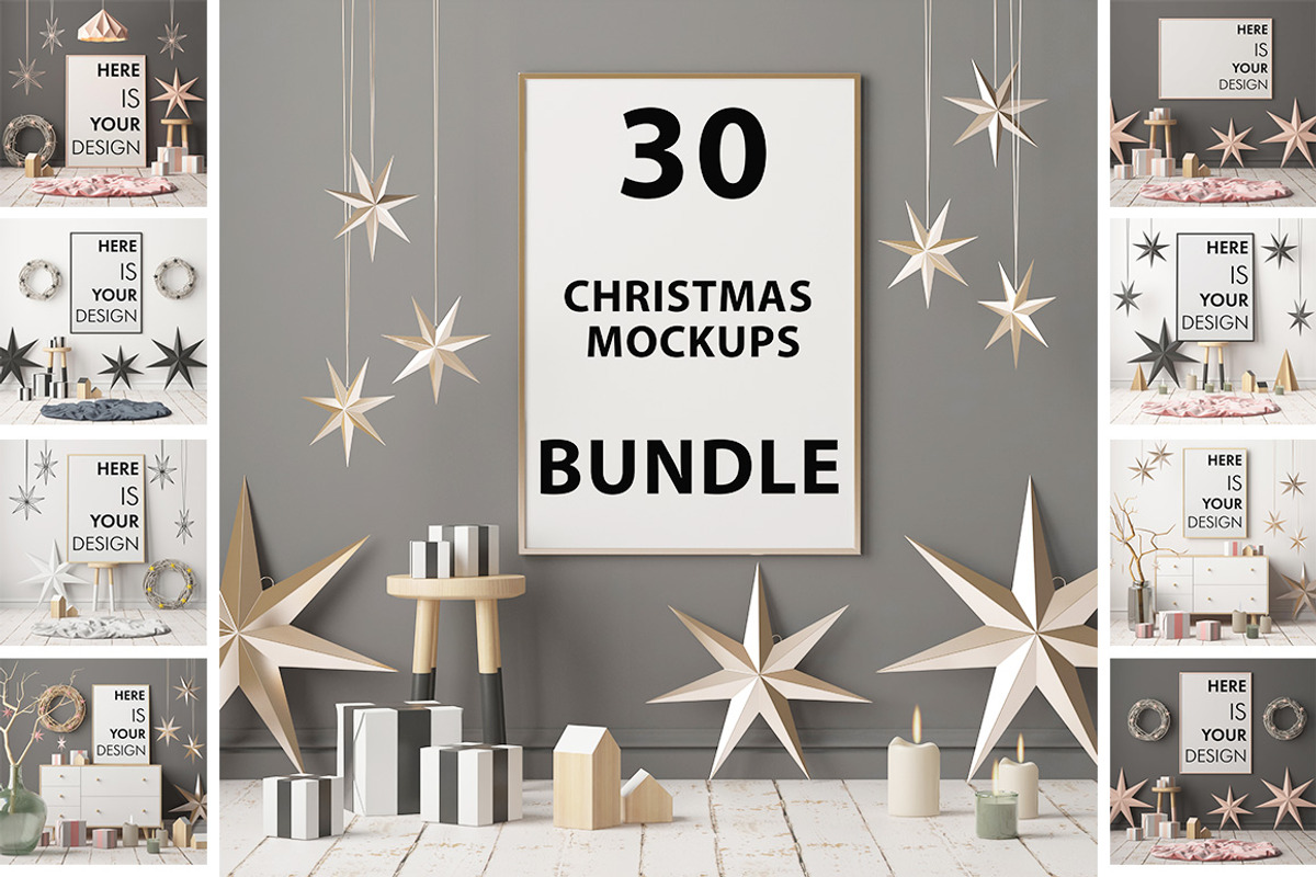 30 CHRISTMAS MOCKUPS. MEGABUNDLE, a Print Template by FilL239 (Photo 1 of 31)