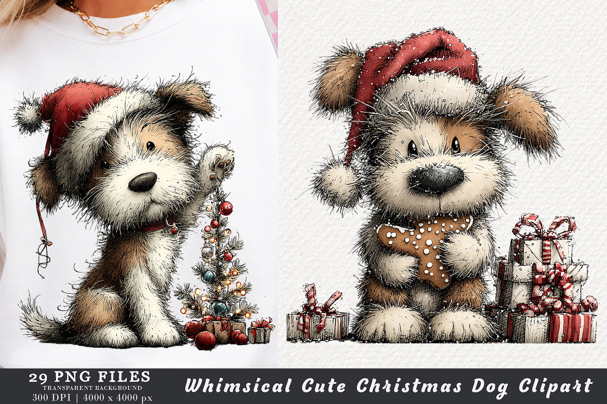 Whimsical Cute Christmas Dog Clipart, a Transportation Illustration by Digital Artistic99 (Photo 1 of 5)