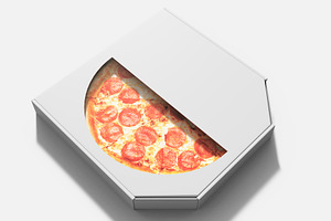 3d Pizza Box Mockup With Window