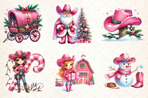 Pink Christmas Cowboy Clipart PNG