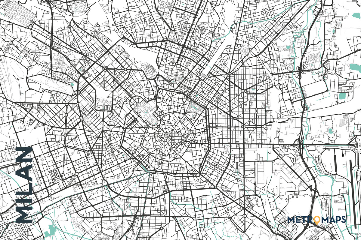 MAP SET - Black/Turquoise - 15 Maps, a Graphic by MetroMaps (Photo 10 of 16)