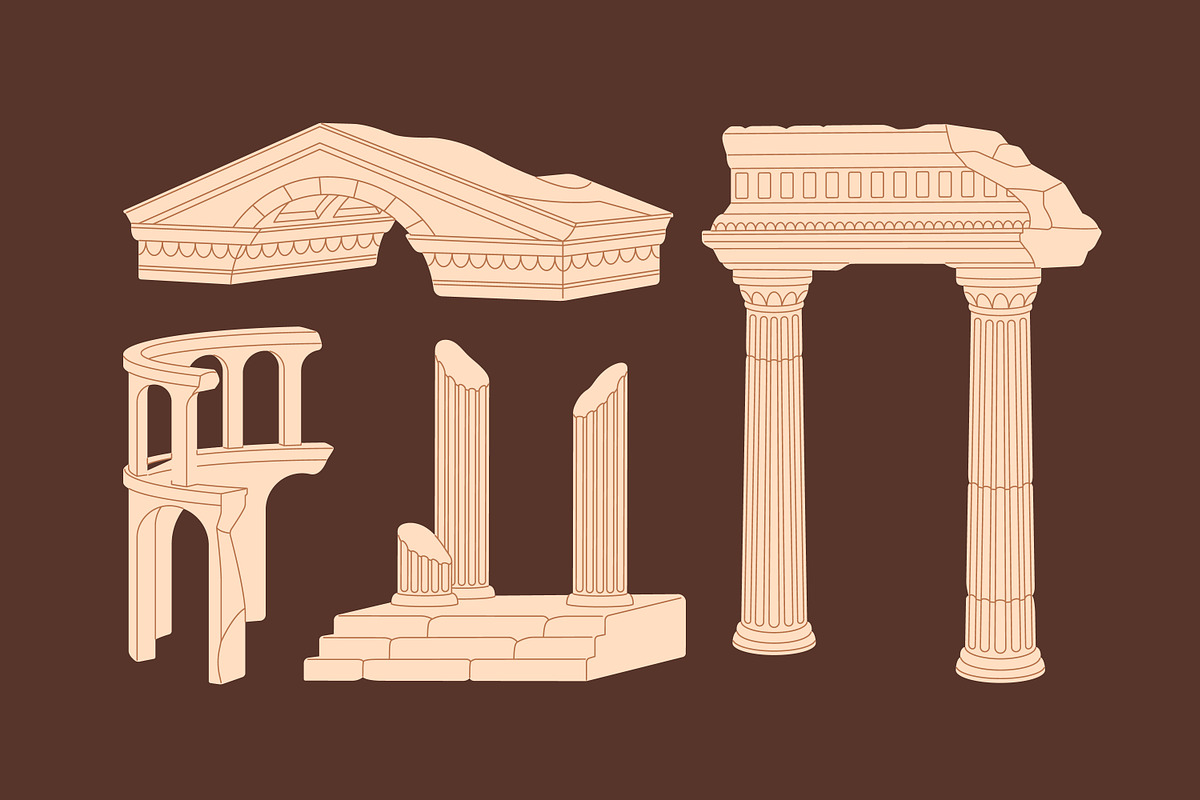 Ancient architecture ruins set, a Decorative Illustration by PaperTrident (Photo 2 of 4)