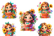 Watercolor Cute Girl and Boy, an Animal Illustration by Design Scotch (Thumbnail 5 of 8)