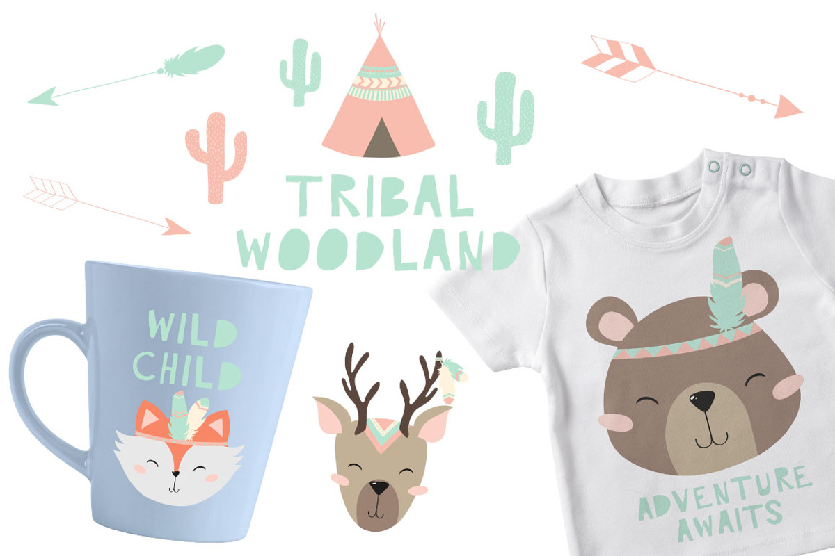 Tribal Woodland Set Pastel, an Animal Illustration by Nagore Rodriguez Design (Photo 1 of 3)