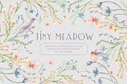 Birds and flowers watercolor clipart, a Decorative Illustration by Kate Lanbina (Thumbnail 1 of 15)