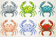 Watercolor Floral Crabs PNG Clipart, an Animal Illustration by RobertsArt (Thumbnail 3 of 6)