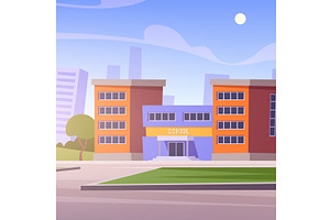 School building. outdoor background, an Object Illustration by Onyx
