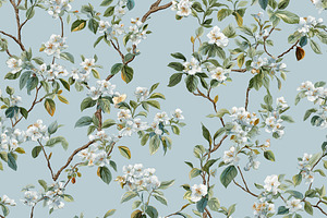 Seamless pattern, seamless pattern with blossoming tree branches, a Pattern Graphic by Studio ANNA