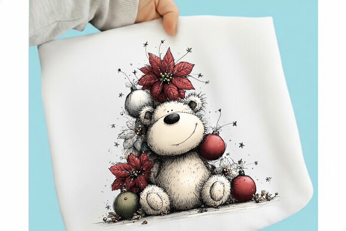 Whimsical Christmas Teddy Clipart, a Seasonal Illustration by designcity5 (Photo 4 of 5)