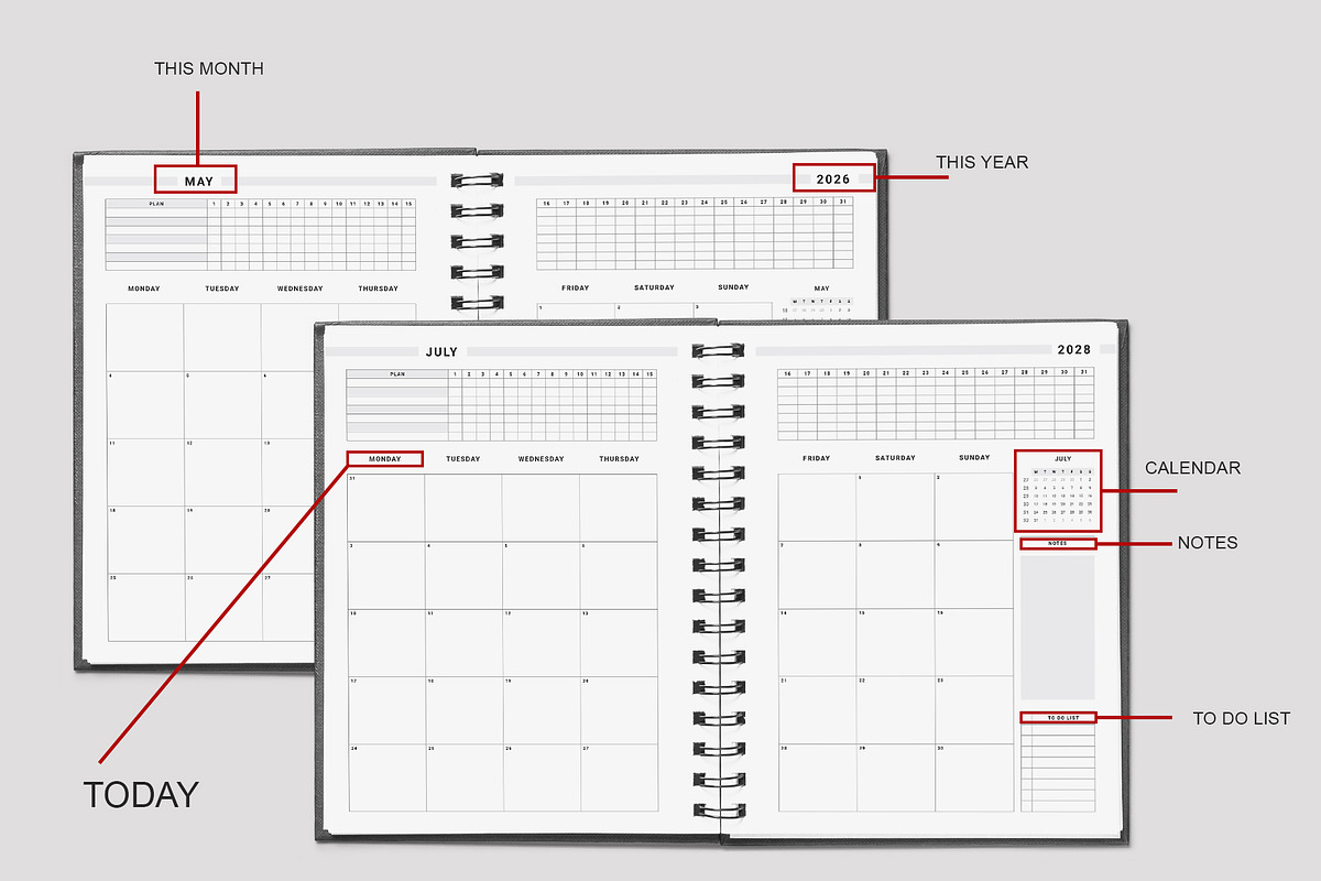 Ultimate Planner Bundle Pack 2026-28, a Stationery Template by Design Zone (Photo 7 of 11)
