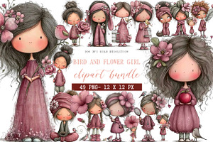 Bird and Flower Girl Sublimation, an Illustration by DreamArtGraphic