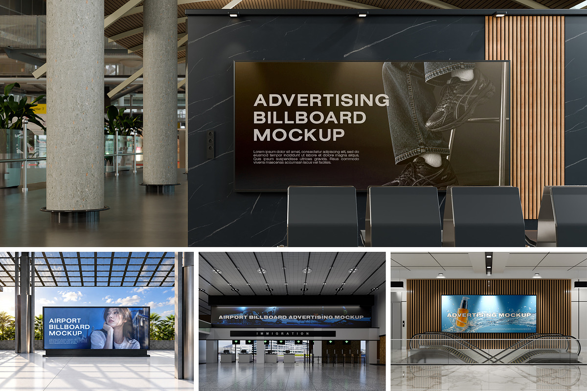Airport Advertising Billboard Mockup, an Advertising Mockup by made_by_nope (Photo 1 of 7)