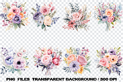 Pastel Flowers Watercolor Clipart, an Illustration by SindyPrintDesign (Thumbnail 3 of 3)