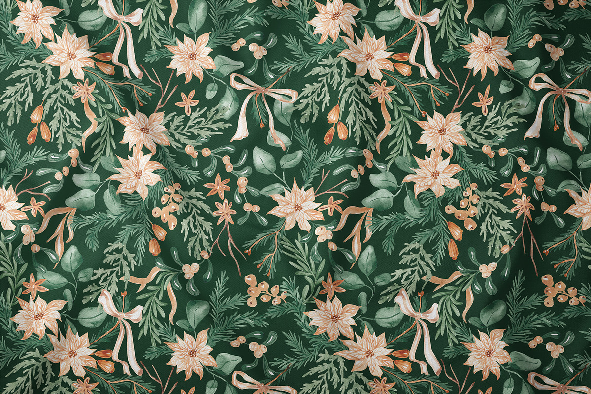 Festive Christmas Botanical Pattern, a Pattern Graphic by SirenaArt (Photo 6 of 15)