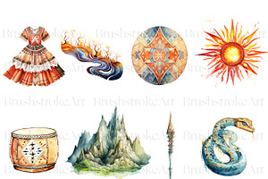 Watercolor Tribal Clipart, Indians