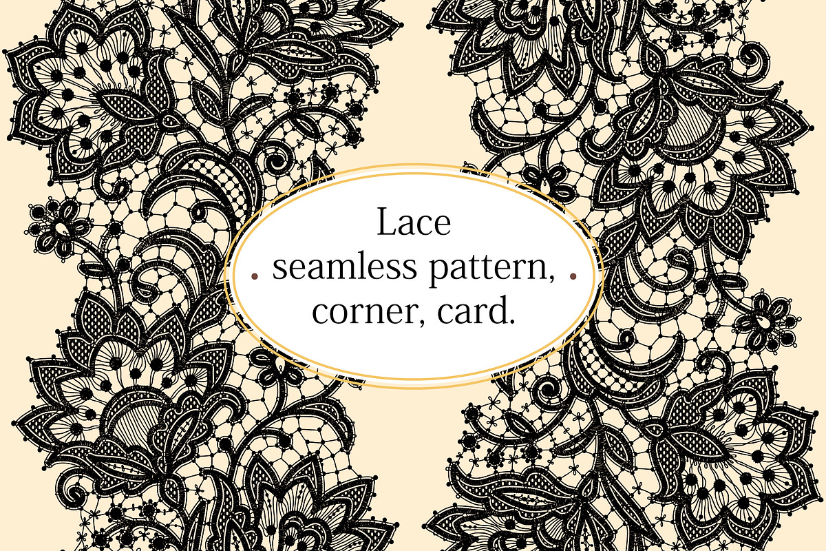 Lace seamless pattern, corner, card., a Pattern Graphic by Ajuga (Photo 1 of 7)
